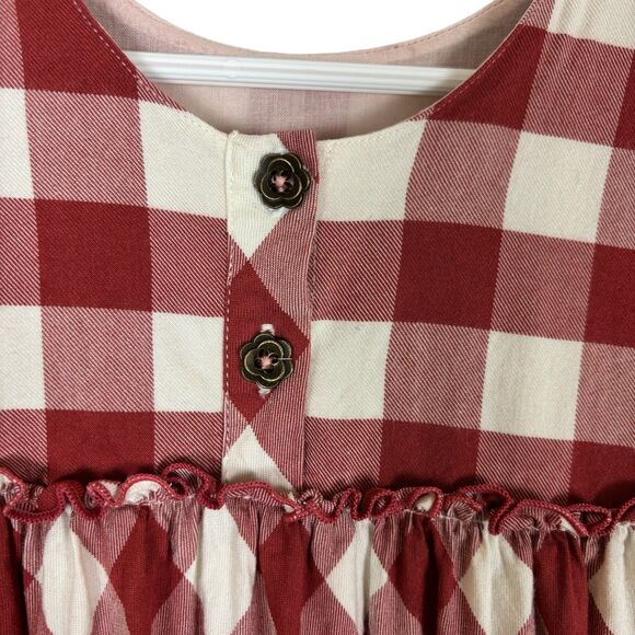 Matilda Jane White Red Checkered Peasant Dress Girls Size 2 - Picture 5 of 7